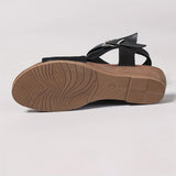 KYLETHOMASW  -  Black Pu Buckle Open Toe Fashion Comfortable Cool Wedge Heel Versatile Commuter Vacation Women's Sandals