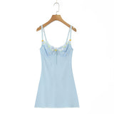 KYLETHOMASW  -  Summer Dress Women French Fashion Ladies Elegant Suspender Dress Embroidered Flowers Lace Sexy Mini Dress Female