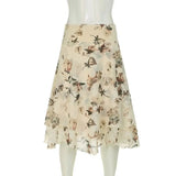 KYLETHOMASW  -  Women's Fashion Printed Milk Silk Skirt Low Waist Slimming Hot Girl Mid-Length