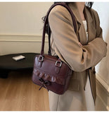 KYLETHOMASW  -  High Street Bow Red Shoulder Bags Women New Versatile Pu Leather Y2k Handbag Female Square Underarm Bag Aesthetic