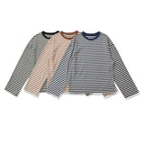 KYLETHOMASW  -  Vintage Striped Long Sleeve T Shirt Women O Neck Casual Autumn Tees Loose Tops