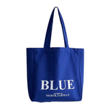 KYLETHOMASW  -  Blue Canvas Tote Bag Letter Printing Student Schoolbag With Zipper Shoulder Shopping Bags For Woman