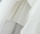 KYLETHOMASW  -  Sexy White Slash Collar Backless Midi Long Strapless Dress Women Pleated Folded Low Waist Pleated Ruched Hem Swing Party Robe