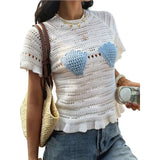 KYLETHOMASW  -  Women's Vacation Hollow Out Knit Shell Beach Top Boho Style Summer Cover Up Crochet Lace Blouse