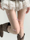 KYLETHOMASW  -  White Lace Stockings Women's Spring Thin Lolita  Diamond Pantyhose Pure Desire  Knot Beauty Skin Stockings