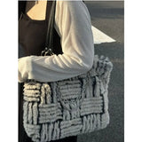 KIylethomasw Vintage Plush Handbag Women New Fur Chain Large Capacity Shoulder Tote Bag Female Harajuku Aesthetic Y2k Handbags 2023