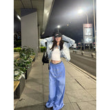 KYLETHOMASW  -  American Retro Loose Wide Leg Sweatpants Women Spring Autumn Letter Print Design Sense Floor-Length Pants Trendy Casual Pants