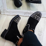 KYLETHOMASW  -  Platform Chunky Heels Ankle Boot Brand New Crystal Combat Boots Cool Fashion Comfy Women Shoes Motorcycle Boots