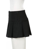 KYLETHOMASW  -  All Match Black Button Pleated Mini Skirts Streetwear Casual Harajuku Solid Shorts Skirt Women Japanese 2000s Style Y2k