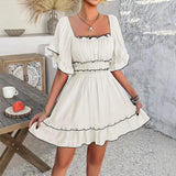 KYLETHOMASW  -  Three Sisters New Fashion Summer Fresh Sweet Birthday Party Holiday Prom Woman Clothing  Solid Color Flare Sleeve Fairy Dress