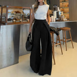 KYLETHOMASW  -  Striped Baggy Pants Women's Pants Autumn Elegant Pleated Wide Leg Oversized Trousers Ladies Fashion High Waist Pants