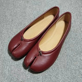 KYLETHOMASW  -  Comfortable Classic Women's Ballet Flat Shoes Tabi Split-Toe Rubber Upgraded Leather Insole Versatile Cute Pig's Hoof Shoes