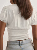KYLETHOMASW  -  Fashion Solid Simple V-Neck Slim Fit Women Sexy Sheer Shirts Lace Spliced Button All-Match Blouses