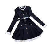 KYLETHOMASW  -  Autumn and winter clothing,  black suit, short skirt, spring waist cinching, new  waist cinching, long sleeved patchwork dress,