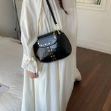 KYLETHOMASW  -  Women's Silver Leather Rivet Decor Shoulder Bag Fashion Personalized Aesthetic Daily Street Crossbody Bags Small Handbags