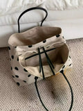 KYLETHOMASW  -  Large Capacity Linen Polka Dot Handbag for Women New Niche Commuting Shoulder Tote Bags