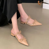 KYLETHOMASW  -  Fashion Butterfly-Knot Footwear Flats With Shoes For Women Mules Pointed Toe Female Shallow Ladies Flats Slip On Shoes