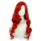 KYLETHOMASW  -  Anime 70cm 26inch Red Long Curly Mermaid Wig for Women Girls Wavy Synthetic Halloween Party Wigs Cosplay Wig Daily Wear Hair