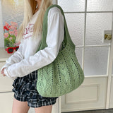 KYLETHOMASW  -  Women's Knitted Hollow Tote Bag Fresh Casual Aesthetic Daily Travel Shoulder Hobo Bag New Soft Fashion Simple Handbags
