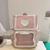 KYLETHOMASW  -  Large Capacity Ita Mochila Transparent Mochilas Preppy Style Mujer School Bag Student Backpack Heart Backpacks