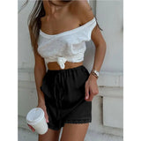 KYLETHOMASW  -  Women Satin Mini Lace Summer Skirt Trendy Casual Summer Going Out Short Y2k Skirts