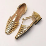 KYLETHOMASW  -  Flat Sandals Women's French Retro Roman Sandals Women's Summer Outer Wear Flat-soled Bag Head Hollow Woven Pig Cage Shoes Women