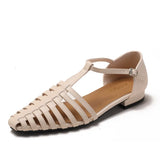 KYLETHOMASW  -  Flat Sandals Women's French Retro Roman Sandals Women's Summer Outer Wear Flat-soled Bag Head Hollow Woven Pig Cage Shoes Women