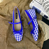 KYLETHOMASW  -  High Quality Checkered Design Mary Jane Shoes Women Inner Height Increase Flat Ballet Shoes Comfortable Soft Bottom Casual Shoes