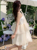 KYLETHOMASW  -  Sweet Fairy Mini Dress Elegant Strapless Off Shoulder Princess Ruffles Birthday Party Dresses Summer Ball Gown Short Vestidos