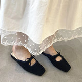 KYLETHOMASW  -  Summer 2025 New Women Flat Slipper Fashion Square Toe Slip On Mules Shoes Soft Flat Heel Outdoor Dress Sandal Slides New Woman