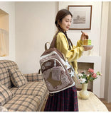 KYLETHOMASW  -  High-capacity Transparent Star Dot Ita Bags Sweet Y2k Aesthetic Ins Students Backpacks Contrast Color Patchwork Women Schoolbags