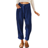 KYLETHOMASW  -  Fashion Solid Corduroy Loose Straight Pants Trousers Women Spring Autumn High Waist Casual Pants Lady Oversize Loose Pants