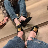 Kylethomasw Rivet High Heel Sandals Spring Summer New Woman Chunky Heel Sandals Heel Hollow High Heel Shoes Big Rivet Women's Shoes