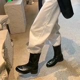 KYLETHOMASW  -  Women's Cowboy Boots Mid Calf Boots Western Short Embroidered Round Toe Low Heel Slip on Comfort Dress Slouchy Booties