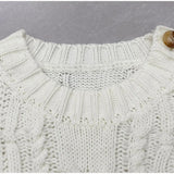 KYLETHOMASW  -  Casual Striped Women Sweater Fashion Long Lantern Sleeve Button O-neck Female Pullover 2025 Spring Autumn Chic Lady Knitwear