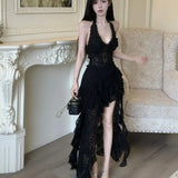 KYLETHOMASW  -  Oversize Lace Patchwork Ruffles Skirts Summer High Waist Skirt for Women New Irregular Slim Fit Faldas Sexy Mujer