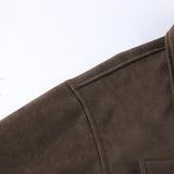 KYLETHOMASW  -  Fashion Lapel Collar Zipper Jacket Women's Casual Solid Suede Full Sleeve Coat 2025 Lady Autumn Chic High Street Outwear