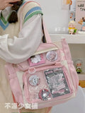 KYLETHOMASW  -  Transparent Blue Ita Bag Handbag Women Anime Portable Large Capacity Shoulder Tote Bag Female Nylon Crossbody Bags Girls