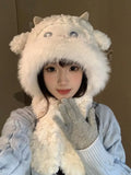 KYLETHOMASW  -  Sweet Hot Girl Cute Little Sheep Hat Women's Winter Scarf Thick Warm Bomber Hats Female Trendy Accessories