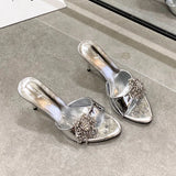 KYLETHOMASW  -  Luxury Rhinestones Women Super High Heels Pumps Shoes Female Slides Fashion Round Toe Party Sexy Ladies Thin Heels Shoes