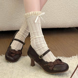 KYLETHOMASW  -  New Spring Thick Heel Women Mary Jane Shoes Fashion Butterfly-knot Buckle Strap Shoes Ladies Designer Luxury Dress Pumps