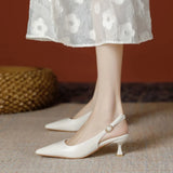 KYLETHOMASW  -  New Women Shoes Slip On Black Women Sandals Pointed Toe Slingbacks Pumps Wedding Shoes Low Heels Dress