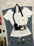 KYLETHOMASW  -  New Women's Harajuku Summer Vintage Casual T-Shirt Y2K Retro Streetwear Halter Neck Print Fashionable Hepburn Street Style