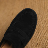 KYLETHOMASW  -  Kid Suede Penny Loafers Women Handmade Autumn Winter Casual Shoes Ladies Leisure Slip-on Creeper Flats Brown Size 34-43