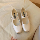 KYLETHOMASW  -  New Fashion Buckle Strap Women Mary Janes Flats Shoes Ballet Flats Female Soft Footwear Square Toe Ladies Shallow Shoes