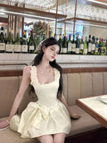 KYLETHOMASW  -  French Luxury Socialite Strap Camisole Dress Sweet Bow Waist Cinched Slimming A-line Mini Birthday Dress for Women