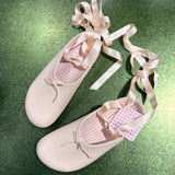 KYLETHOMASW  -  Women's Ballet Flats Ankle Ribbon Lace Up Mary Jane Woman'a Shoes Soft Sole Bow Sweet Elegant Women's Slippers Sandalias Mujer