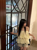 KYLETHOMASW  -  2025 Double Layered Ruffled Flower Bud Strapless Vest Women Summer New Sweet Temperament Versatile Sleeveless Top