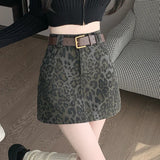 KYLTHOMASW  -  Sweet Hot Girl Leopard Print Mini Skirt Women's Autumn and Winter Sexy High Waisted A-line Short Skirt Fashion Female Clothes