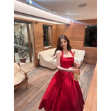 KYLETHOMASW  -  Vintage Red Midi Dress Women Party Prom Sexy Halter Bandage Dresses Summer Elegant Korean Backless Bodycon A Line Vestidos